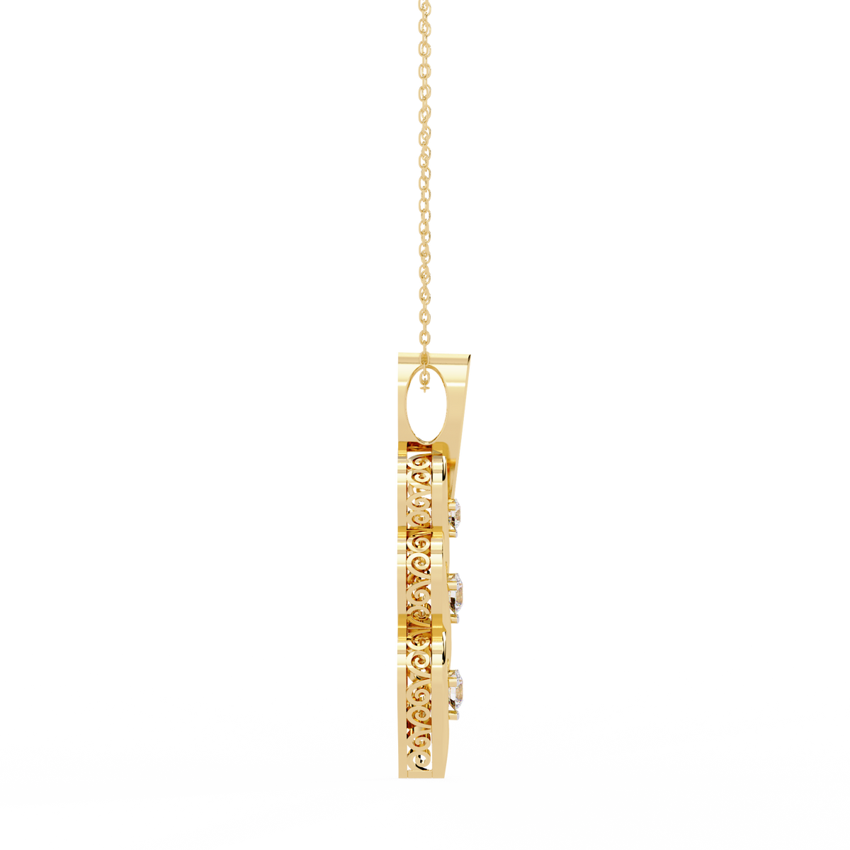 Three Stone Twist Lab Grown Diamond Pendant Necklace - View 4