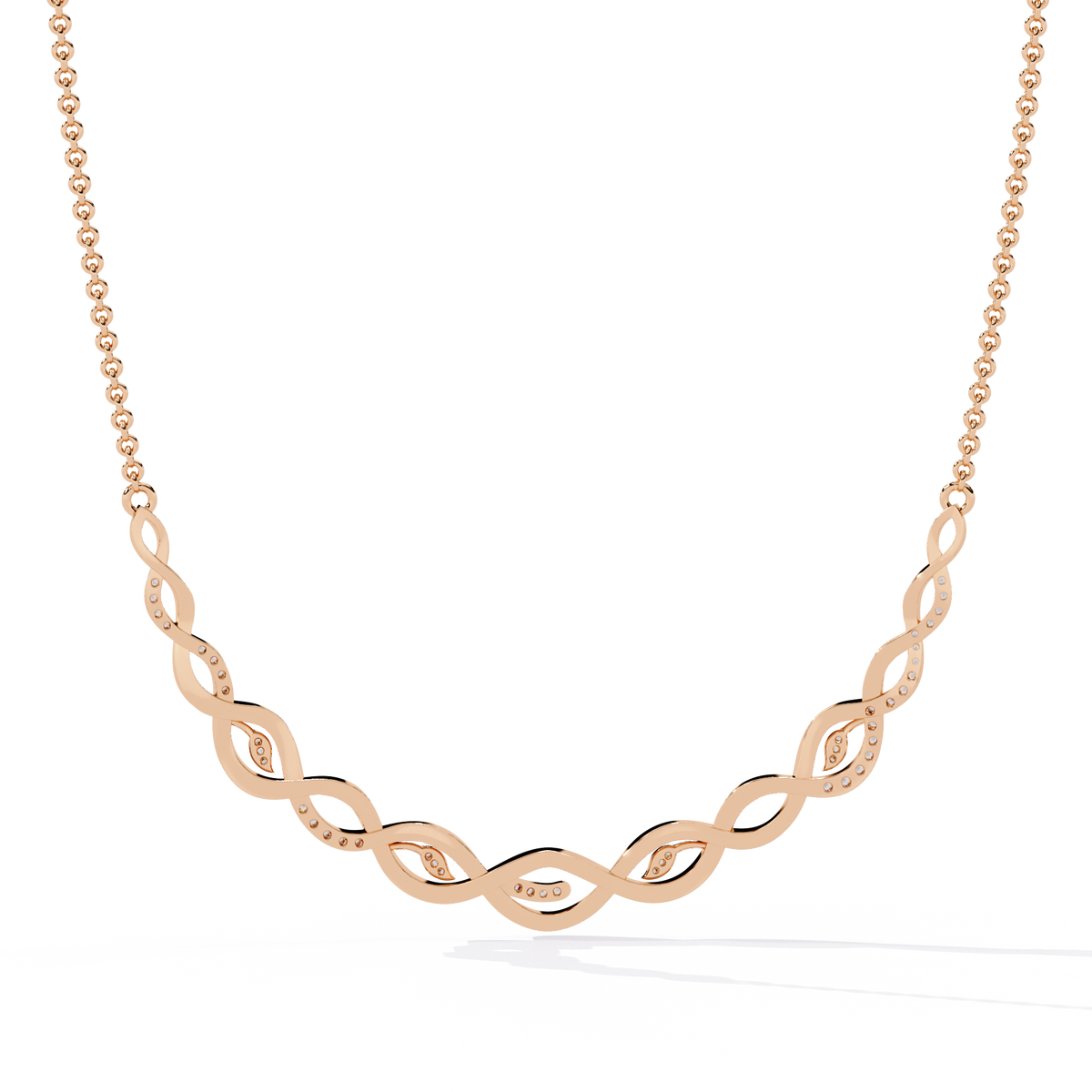 Twisted Infinity Bar Lab Grown Diamond Pave Necklace - View 9
