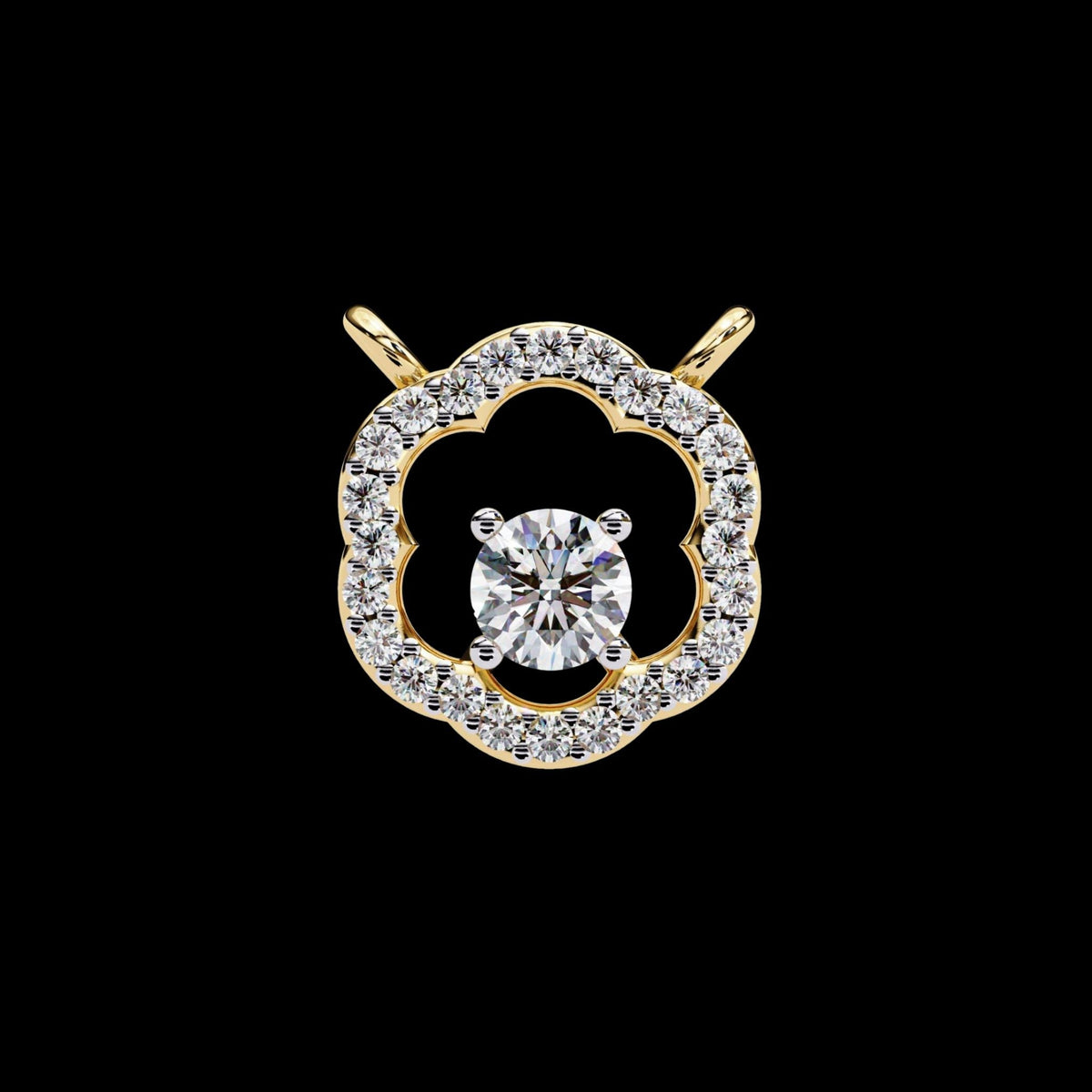Flower Shape Halo Pendant with Round Lab Grown Diamond