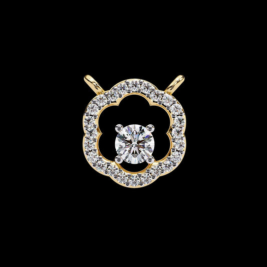 Flower Shape Halo Pendant with Round Moissanite Diamond