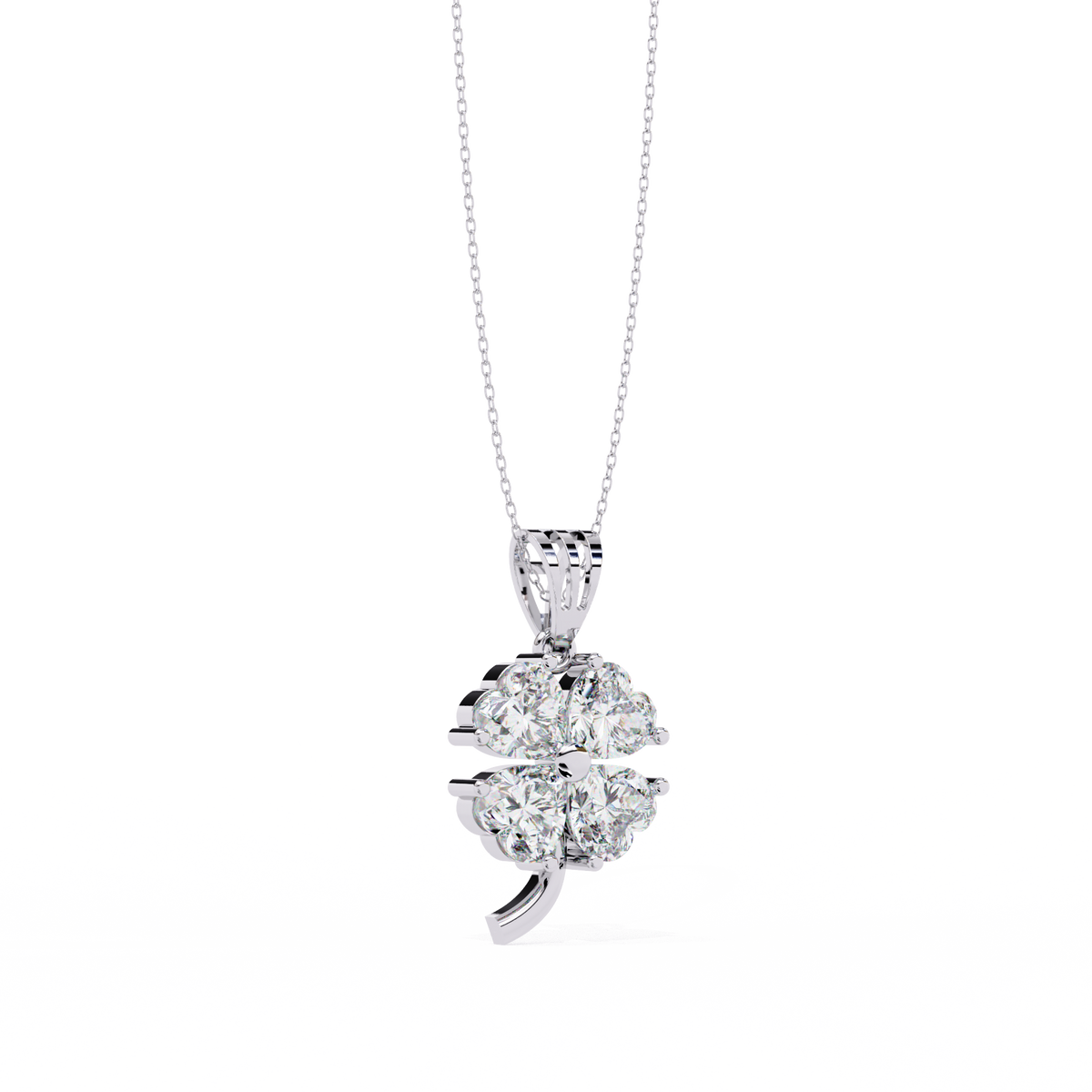 Floral Motif Lucky Charm Pendant with Heart Lab Grown Diamond - View 6