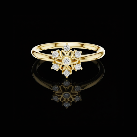 Round Lab Diamond Sunburst Floral Cluster Ring