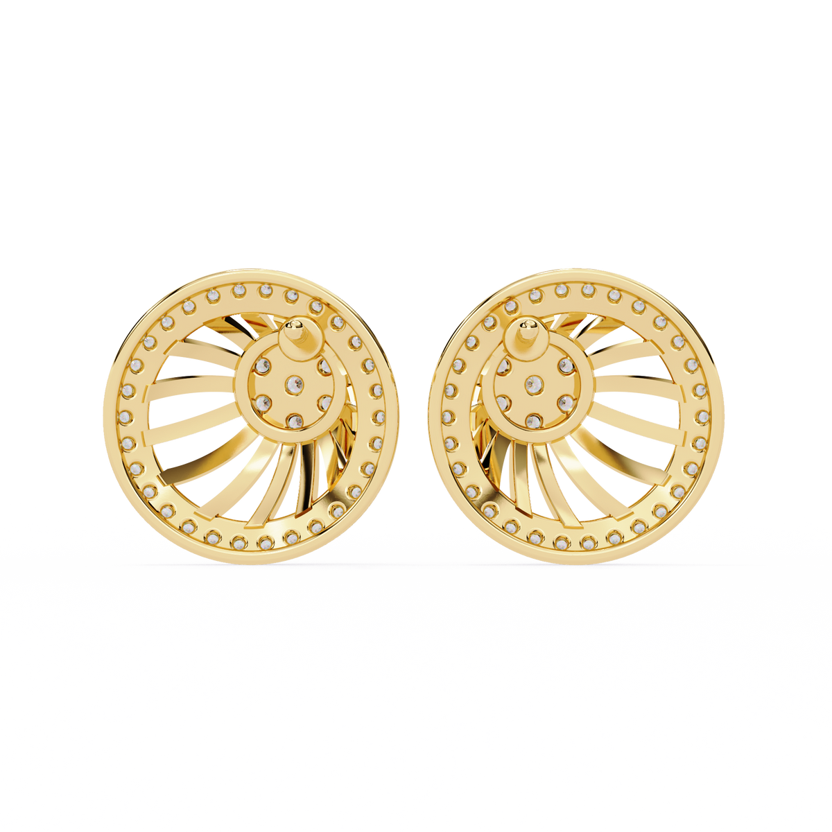 Radiant Sunburst Moissanite Diamond Stud Earrings with Sparkling Diamond Cluster - View 7