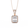 Multi Cut Lab Grown Diamond Cluster Rectangle Halo Pendant Pave Bail - View 6