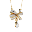 Ribbon Bow Pave Lab Grown Diamond Necklace With Pear Drop - View 7