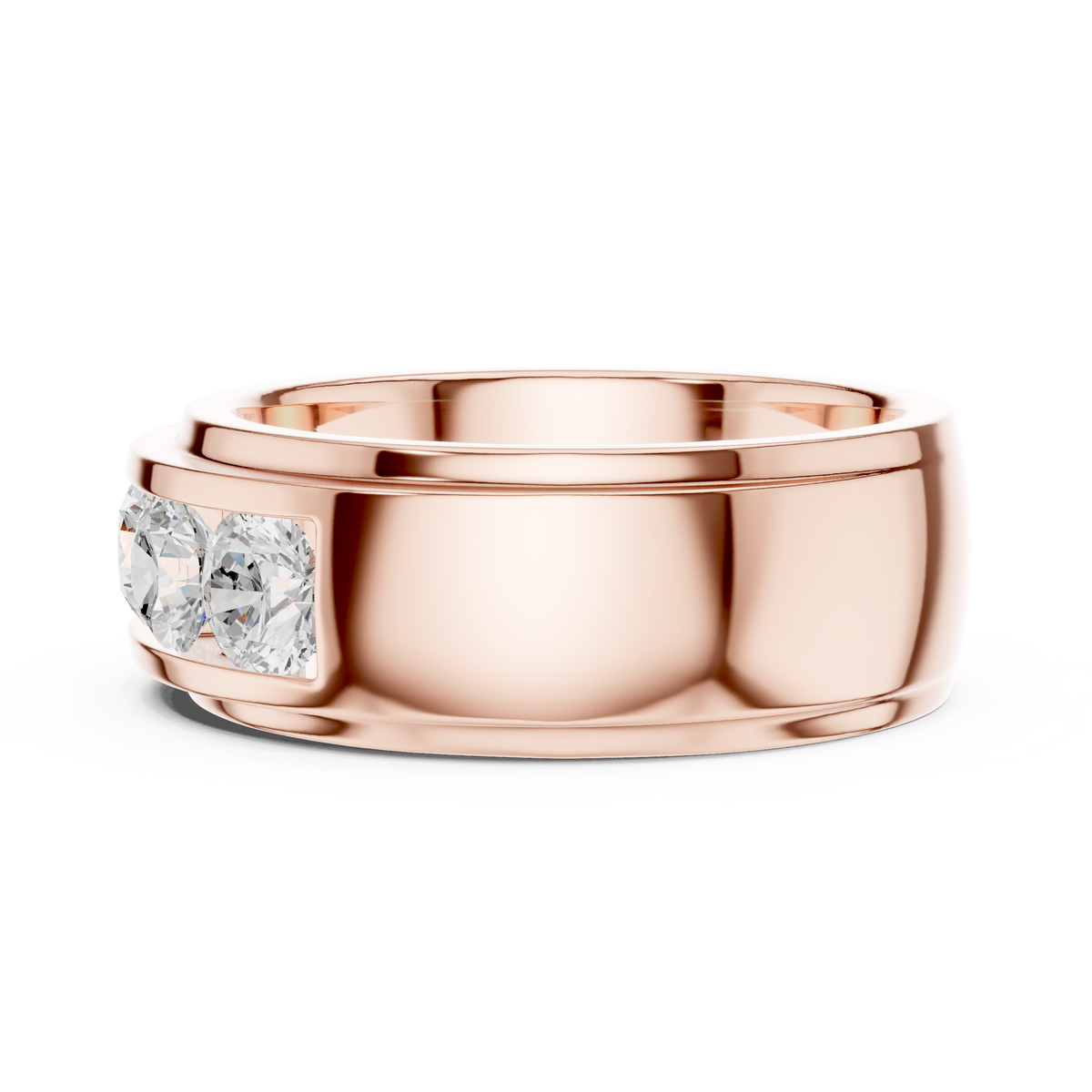 Round Cut Moissanite Diamond Men's Heavy Gold Classic Wedding Ring - View 8