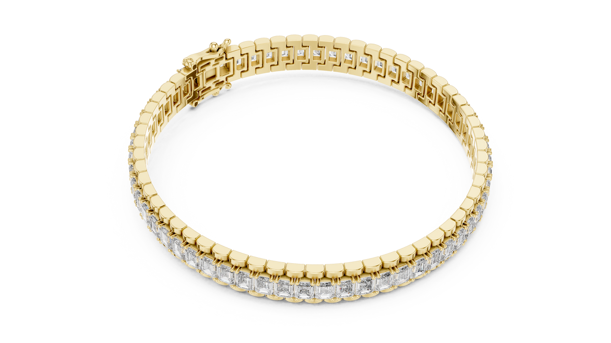 Emerald Cut Moissanite Diamond Inline Tennis Bracelet Sleek Channel Setting - View 7