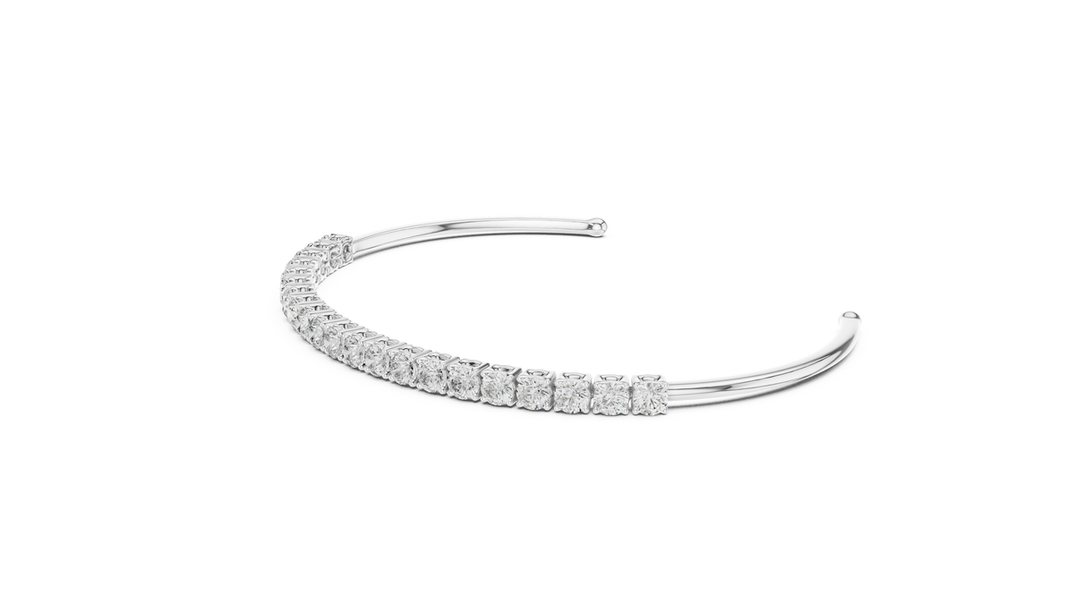 Open Cuff Round Lab Diamond Bracelet for Women - View 9