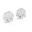 Tiered Double Halo Round Moissanite Diamond Stud Earrings - View 9
