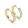 Single Row Shared Prong Round Moissanite Diamond Huggie Hoop Earrings - View 7