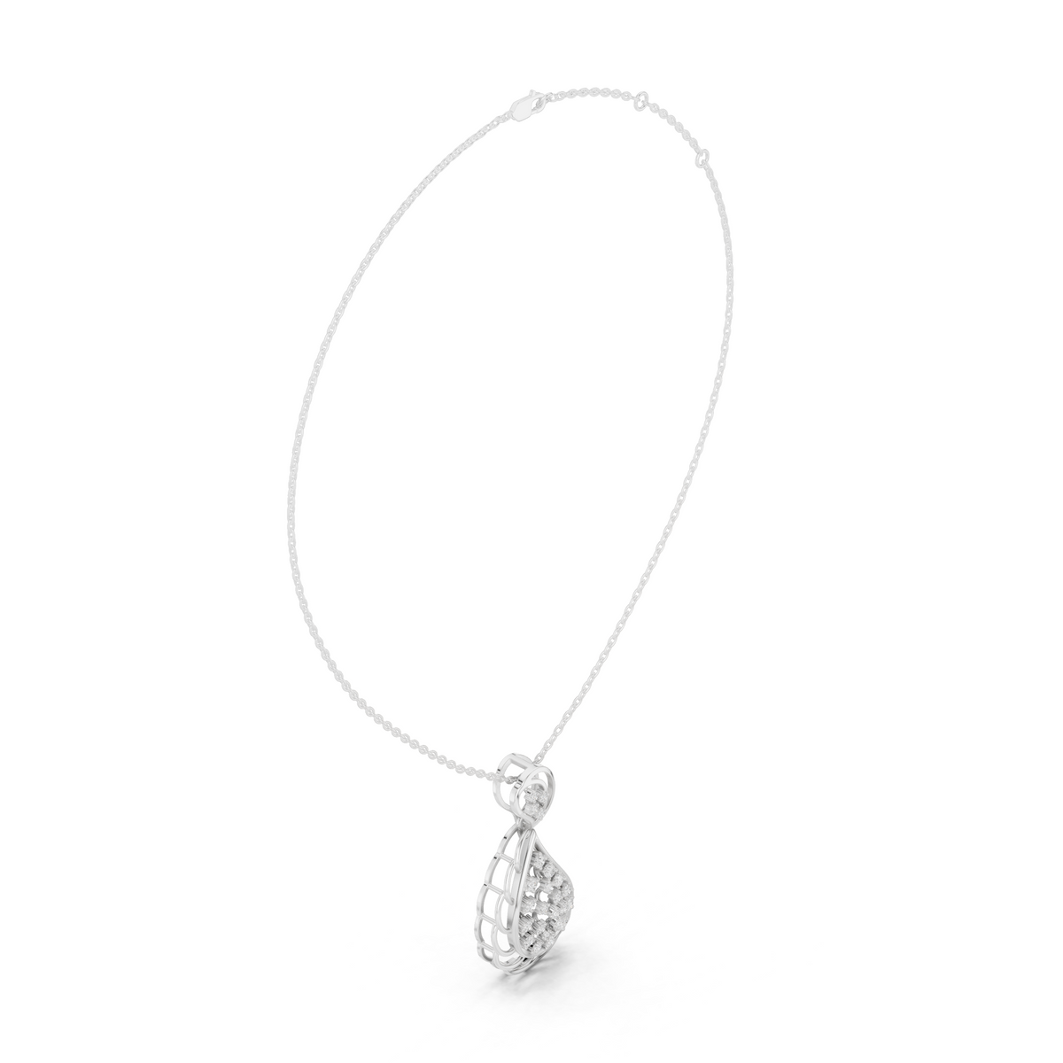 Round Cut Moissanite Diamond Pear Drop Openwork Pendant - View 9