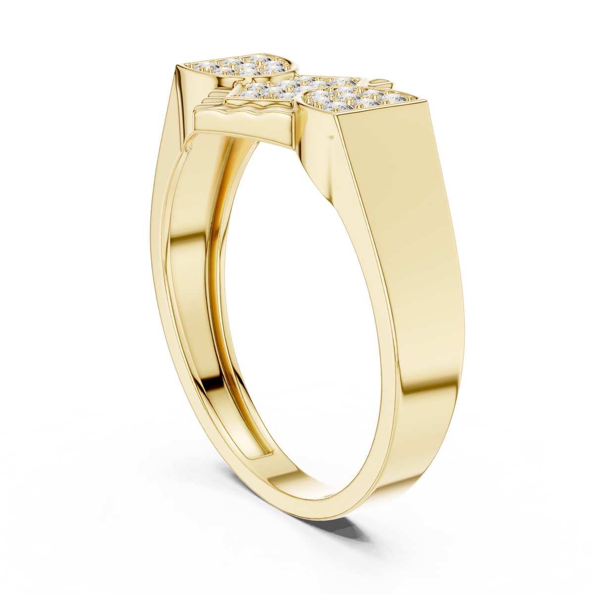 Round Cut Lab Grown Diamond Men's Modern Three Cluster Statement Ring - View 7