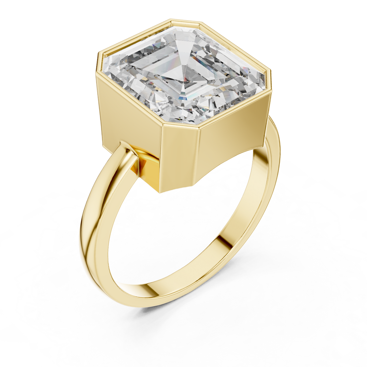 Asscher Cut Lab Grown Diamond Men's Full Bezel Engagement Ring - View 4