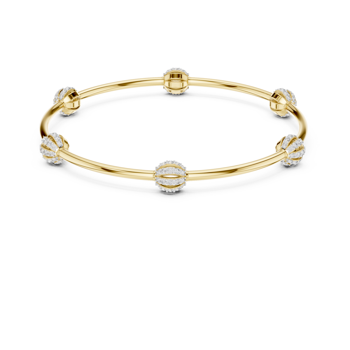 Round Lab Diamond Bracelet with Pave Studded Orb Accents - View 7