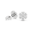 Floral Cluster Lab Diamond Stud Earrings Featuring Round Brilliant Stones - View 9