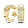 Round Lab Diamond Geometric Grid C Hoop Earrings with Micro Pavé Rows - View 7