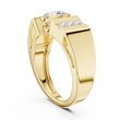 Round Cut Moissanite Diamond Men's Three Stone Side Accent Wedding Ring - View 5
