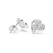 Three Stone Heart Round Brilliant Cut Lab Diamond Stud Earrings Trefoil Cluster - View 9