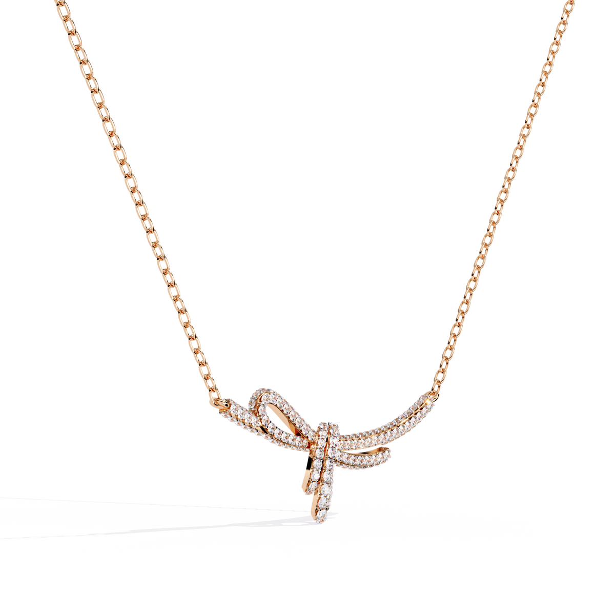 Bow Style Pave Lab Grown Diamond Knot Necklace - View 3