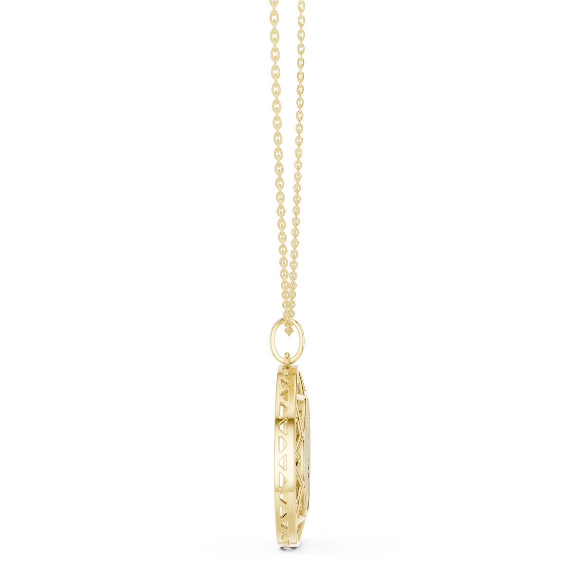 Circular Medallion Pendant with Cluster Round Lab Grown Diamond - View 4
