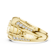 Round Cut Lab Grown Diamond Men's Geometric Double Pave Crest Engagement Ring - View 10
