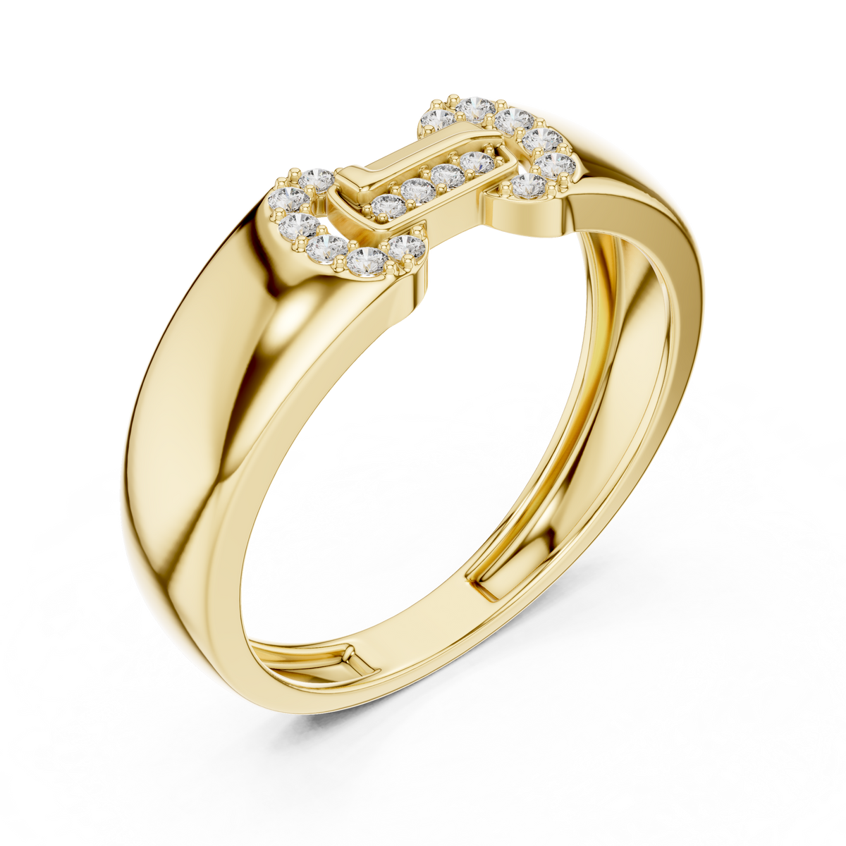 Round Cut Moissanite Diamond Men's Equestrian Openwork Link Wedding Band - View 4