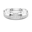 Round Cut Lab Grown Diamond Men's Square Cluster Pave Border Gold Band - View 3