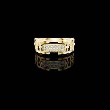 Round Cut Moissanite Diamond Men's Rectangular Pave Center Geometric Ring