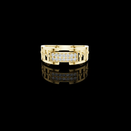 Round Cut Moissanite Diamond Men's Rectangular Pave Center Geometric Ring