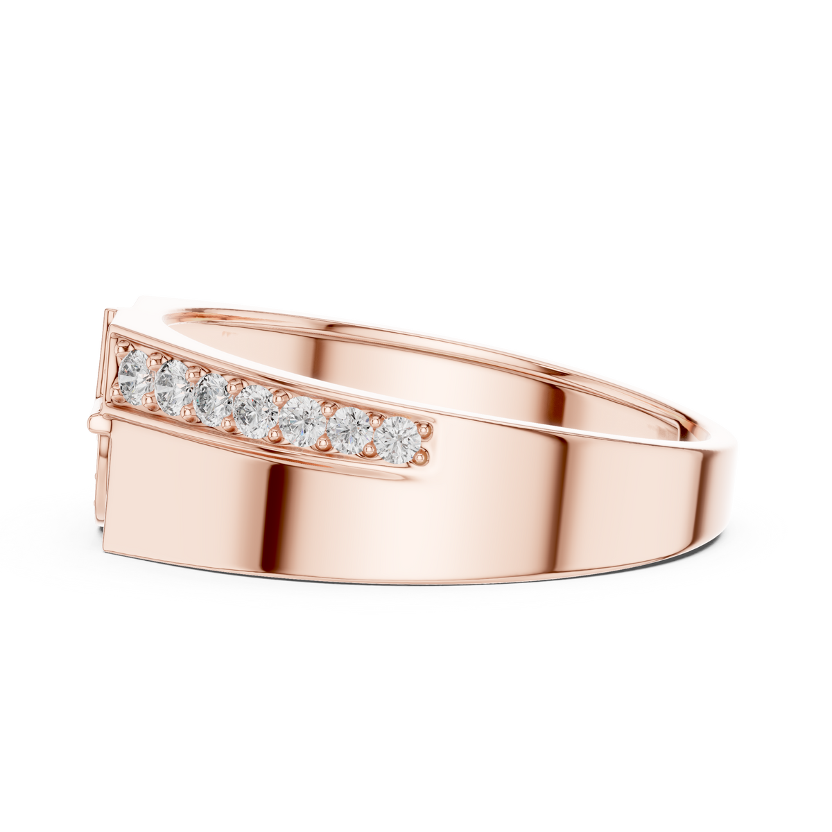 Round Cut Moissanite Diamond Men's Split Circle Medallion Statement Band - View 11