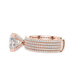 Four Row Cushion Lab Diamond Engagement Ring Pave Wedding Band - View 8