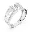 Round Cut Moissanite Diamond Men's Openwork Floating Bridge Gold Band - View 6