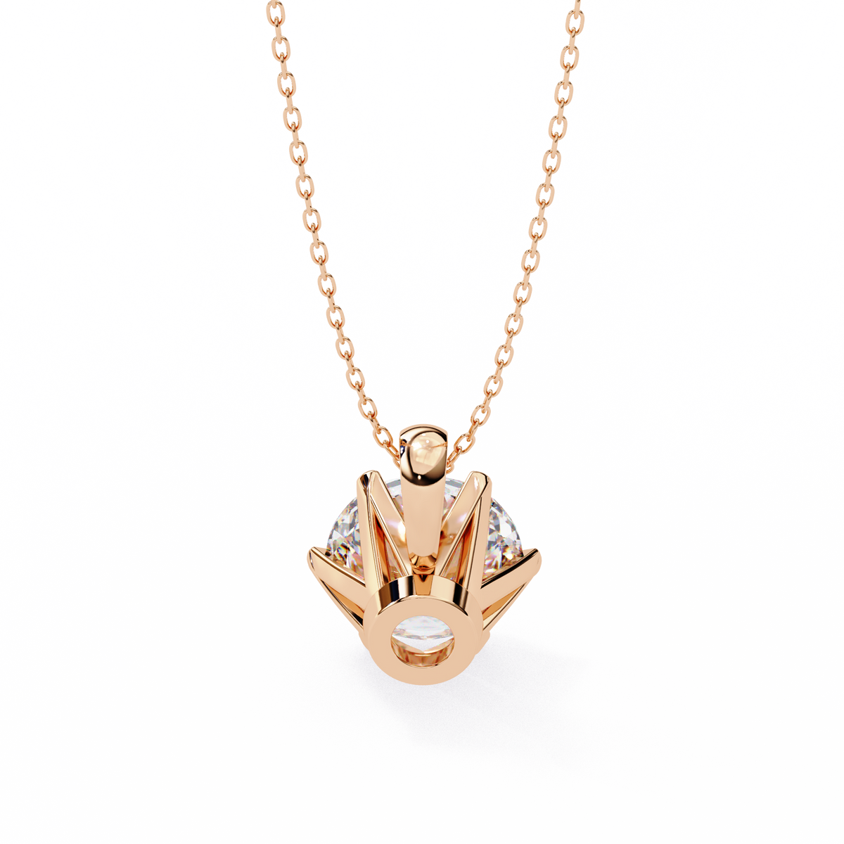 Round Moissanite Diamond Solitaire Pendant with Six Prong Setting - View 9