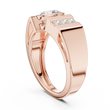 Round Cut Lab Grown Diamond Men's Three Stone Side Accent Wedding Ring - View 6