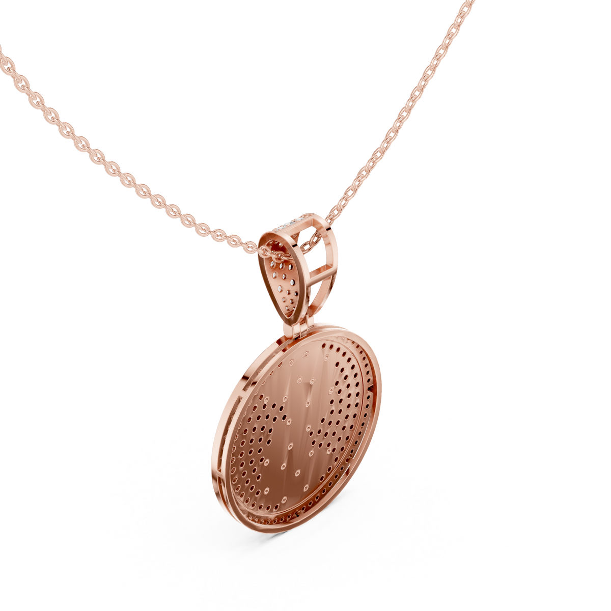 Men's Fully Iced Out Dollar Symbol Circle Charm Pendant with Lab Grown Diamond - View 8