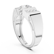 Round Cut Moissanite Diamond Men's Three Stone Side Accent Wedding Ring - View 7