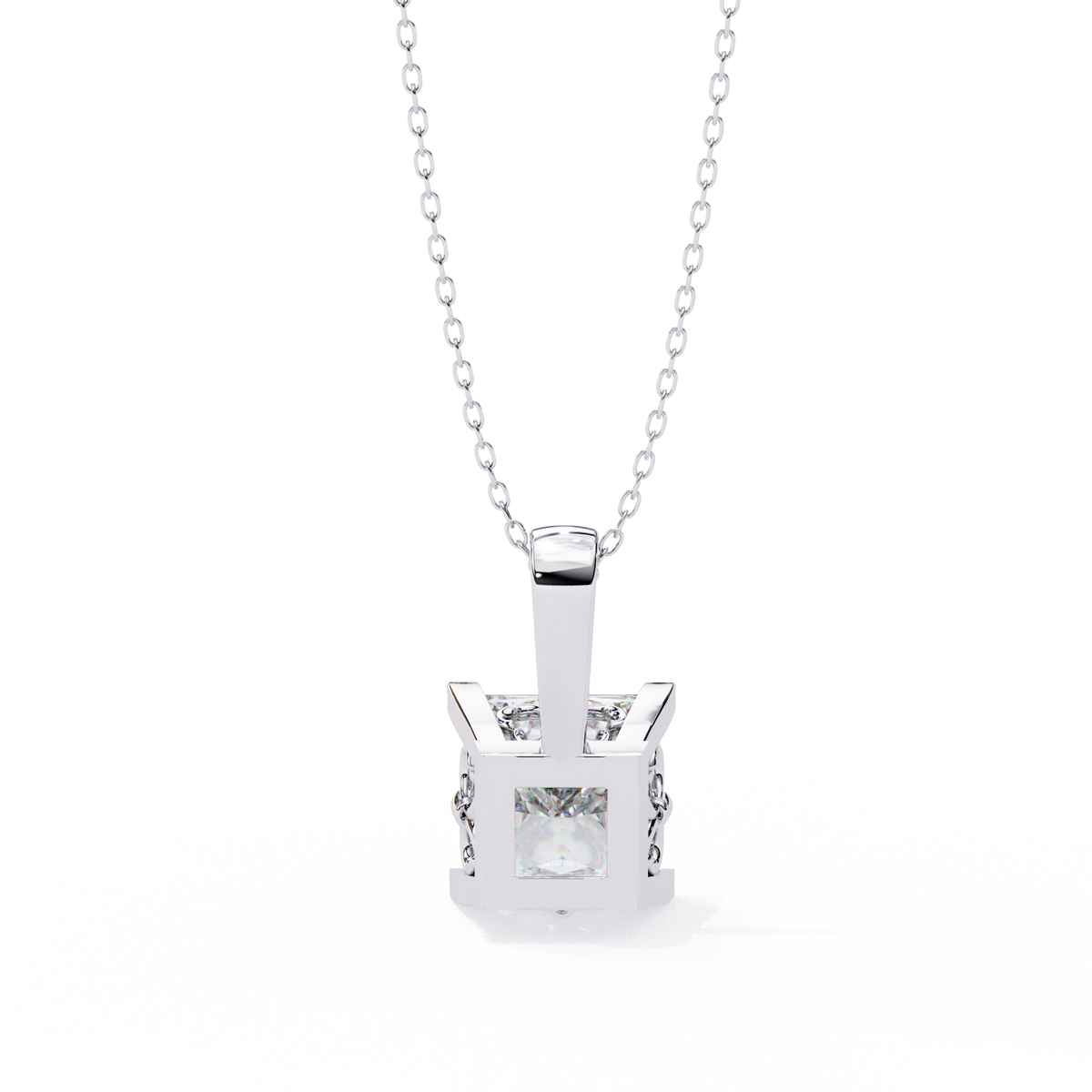 Princess Lab Grown Diamond Solitaire Four Prong Pendant - View 8