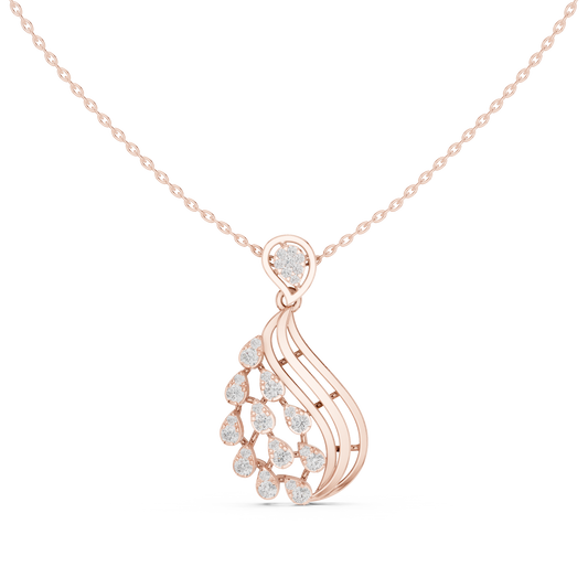 Leaf Swirl Pendant Necklace with Round Moissanite Diamond - View 2