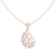 Leaf Swirl Pendant Necklace with Round Lab Grown Stones - View 2