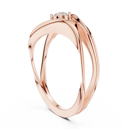 Round Solitaire Twisted Sculpted Split Band Moissanite Ring - View 2