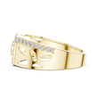 Round Cut Lab Grown Diamond Men's Openwork Floating Bridge Gold Band - View 10