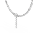Halo Oval Moissanite Diamond Y Necklace with Mixed Cut Drop Pendant - View 8