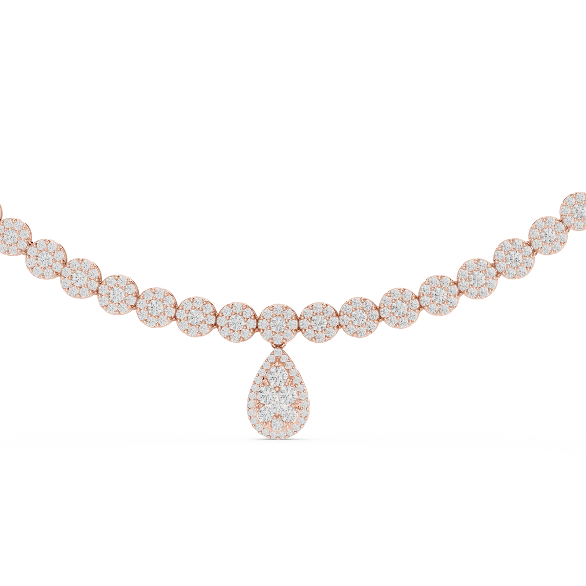 Round Cut Moissanite Diamond Drop Halo Necklace - View 4