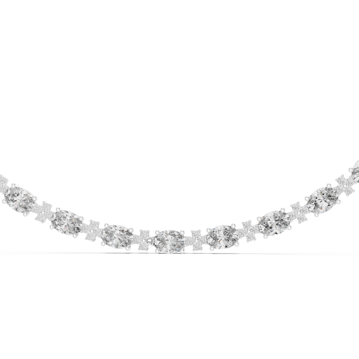 Oval Diamond Lab Grown Tennis Necklace with Round Accents - View 7
