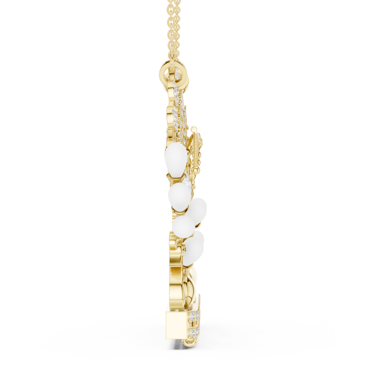 Divine Radha Krishna Peacock Frame Moissanite Diamond Pendant - View 4