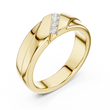 Round Cut Moissanite Diamond Men's Diagonal 4 Stone Channel Gold Band - View 4