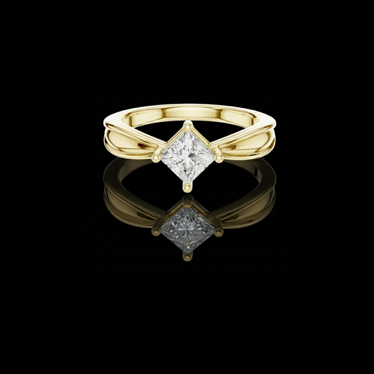 Princess Cut Split Shank Lab Diamond Solitaire Engagement Ring
