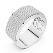 Round Cut Lab Grown Diamond Men's Multi Row Grid Pave Iced Out Statement Ring - View 6