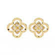 Luxury Floral Motif Stud Earrings with Sparkling Lab Diamond Inspired Cluster Centerpiece - View 7
