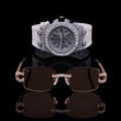Diamond Monarch Collection Full Pavé Luxury Chronograph Watch And Signature Moissanite Diamond Eyewear Set